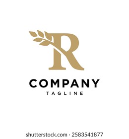 Letter R Wheat Logo Icon Vector