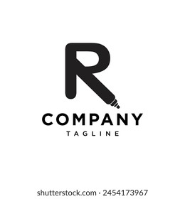 Letter R whiteboard marker logo icon vector template.eps