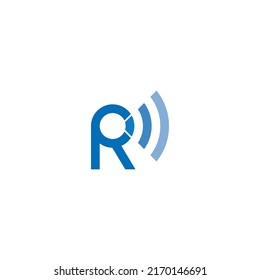 Letter R and Wifi Signal Network Audio wave or Radio. Characteristic of the logo is Minimal Simple Modern. Suitable for Tech IT Radio Networking Industries etc.