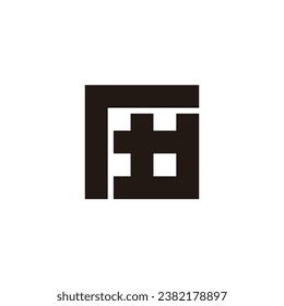 Letter r window, square geometric symbol simple logo vector