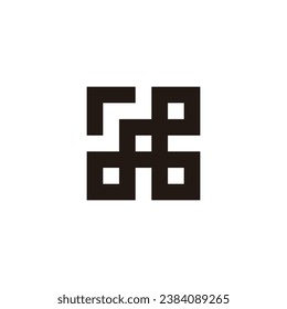 Letter r window, square geometric symbol simple logo vector
