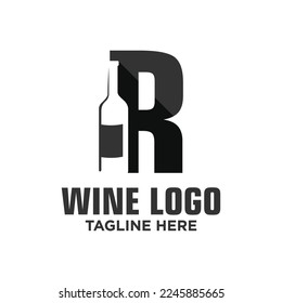 Inspiración de plantilla de diseño de logotipo de vino de carta R, Ilustración de vectores.