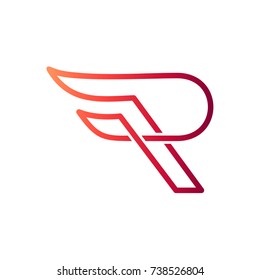 Letter R With Wing Initial Logo Template