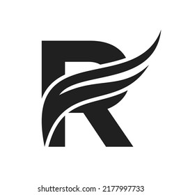 Letter R Wing Logo Design. Transportation Logo Letter R and Wings Concept