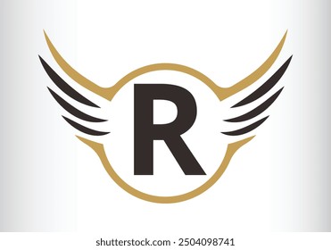 Letter R Wing Logo Design Initial Flying Wing With Letter Logo