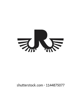 letter r wings design logo vector