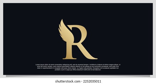 Letter R wings logo design simple concept Premium Vector