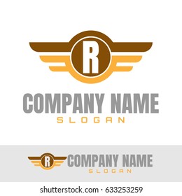 Letter R Wings Logo Design template