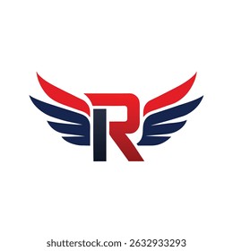 Letra R Wings Logo - Professional Logistics Vetor Design
