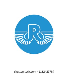 letter r with wings logo vector