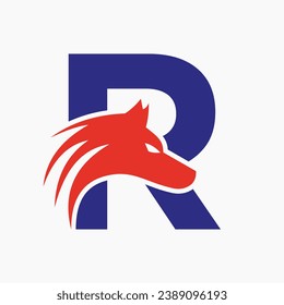 Letter R Wolf Logo. Wolf Symbol Vector Template