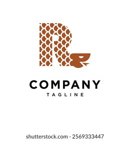 Letter R Wood Snake Logo Icon vector