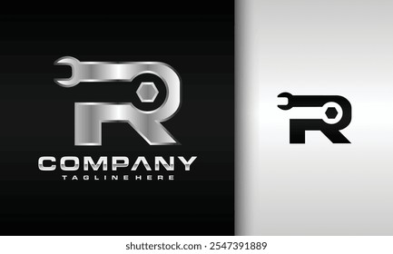 the Letter R Wrench Logo