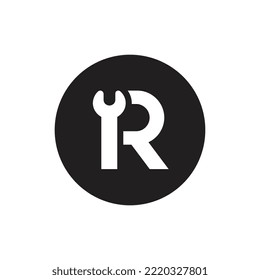 Letter R wrench logo icon design template vector