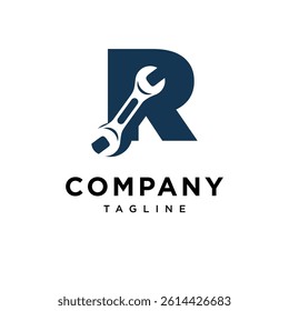 Letter R Wrench Logo Icon Vector