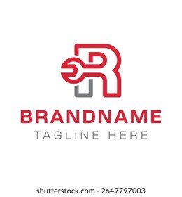 Letter R Wrench Logo, ideal for automotive, repair, or engineering industries