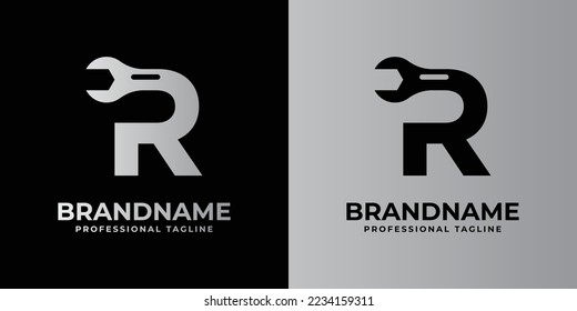 letter R wrench logo, suitable for any business related to wrench with R initials.