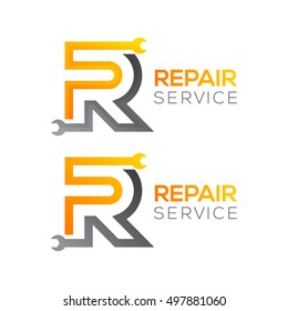 Letter R with wrench logo,Industrial,repair,tools,service and maintenance logo for corporate identity