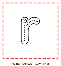 letter R for writing practice. Alphabet tracing is good for practicing children writing letters.