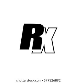 letter R and X logo overlapping black negative