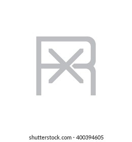 letter R and X monogram square shape logo gray