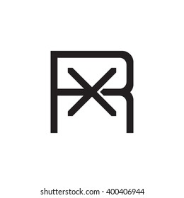 letter R and X monogram square shape logo black