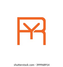 letter R and Y monogram square shape logo orange