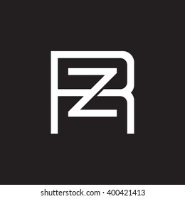 letter R and Z monogram square shape logo white black background