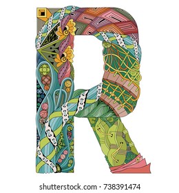 Letter R Zentangle Vector Decorative Object Stock Vector (Royalty Free ...