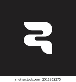 letter r2 simple geometric ribbon curves logo vector 