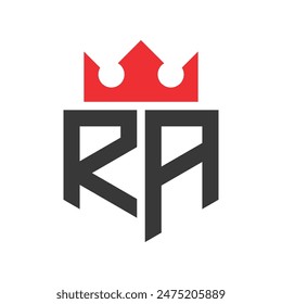 Letter RA Crown Logo. Crown on Letter RA Logo Design Template