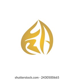 letter RA flame logo design