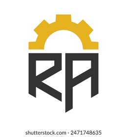 Letter RA Gear Logo Design for Service Center, Repair, Factory, Industrial, Digital and Mechanical Business