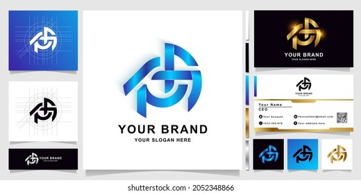 Letter RA or INA monogram logo template with business card design
