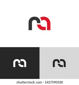 Letter ra linked lowercase logo design template elements. Red letter Isolated on black white grey background. Suitable for business, consulting group company.