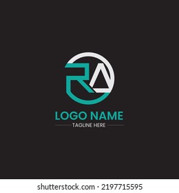 Letter RA logo design. Typographic icon with letter R and letter A.