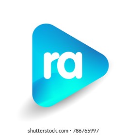 Letter RA logo in triangle shape and colorful background, letter combination logo design for business and company identity.
