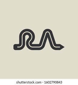 Letter RA pencil shape logo design. Link icon in flat style isolated on grey background. Graphic alphabet symbol for your corporate business identity, website, app, UI. Arts logo design inspiration.