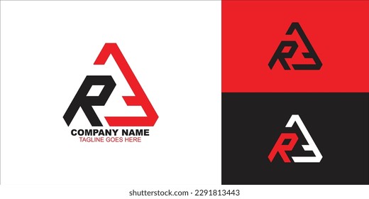 letter ra triangle logo design vector illustration template