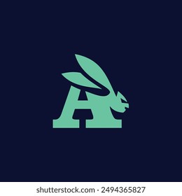 Letter A Rabbit logo icon vector 