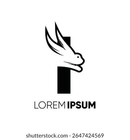 Letter I Rabbit Run Logo Design Vector Image Icon Graphic Emblem Symbol Illustration
