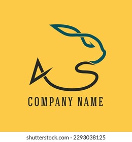 letra AS logotipo único de conejo, este logotipo es adecuado para sus iniciales de marca