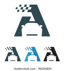 Letter A - Race logo template - blue