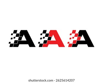 Letra A com símbolo de bandeira de corrida ícone design vetor isolado fundo transparente