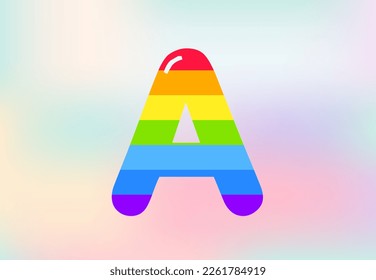 A Letter Rainbow patterns design, abstract rainbow letter for kids, love, family and scholl concept vector illustration design