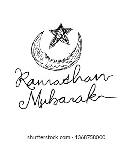 letter of Ramadan mubarak in moon and star decoration - vector illustration