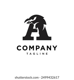 Letter A Raven logo icon vector