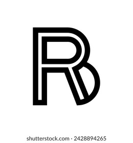 Letter Rb or Br line art creative initial negative space monogram fashion logo idea
