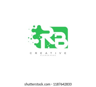 Letter RB Logo Design Vector with Abstract Square Shape Dots
