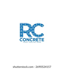 Letter RC Concrete Texture Construction Logo Template